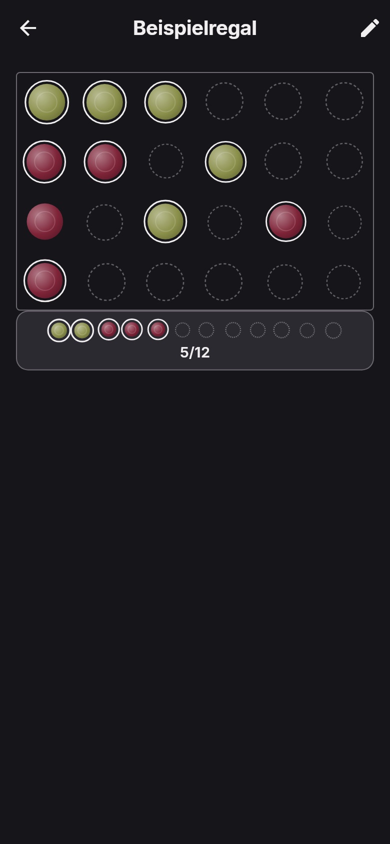 Rack overview in Vinsieme showing how full a rack is